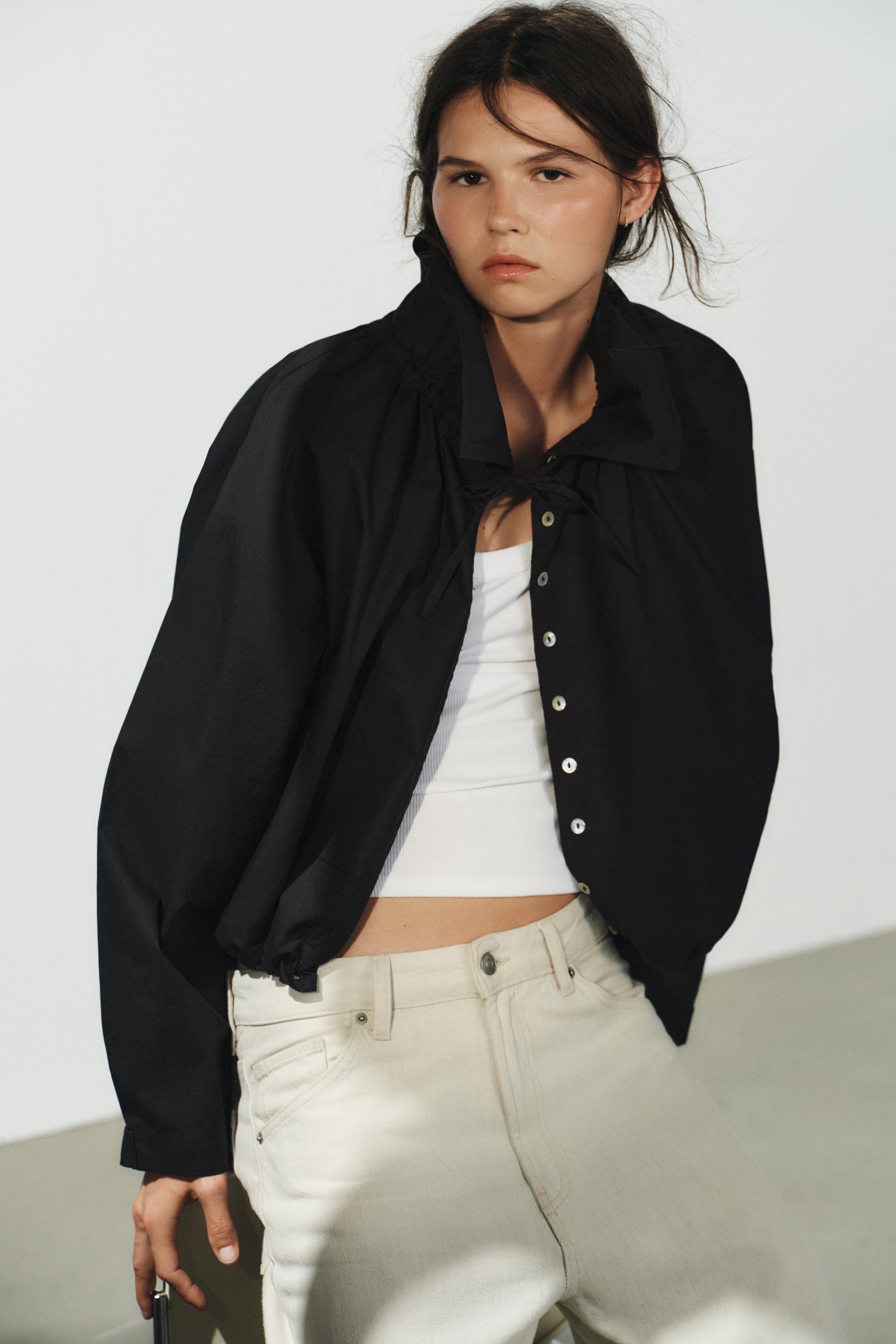 COTTON TIE-DETAIL JACKET